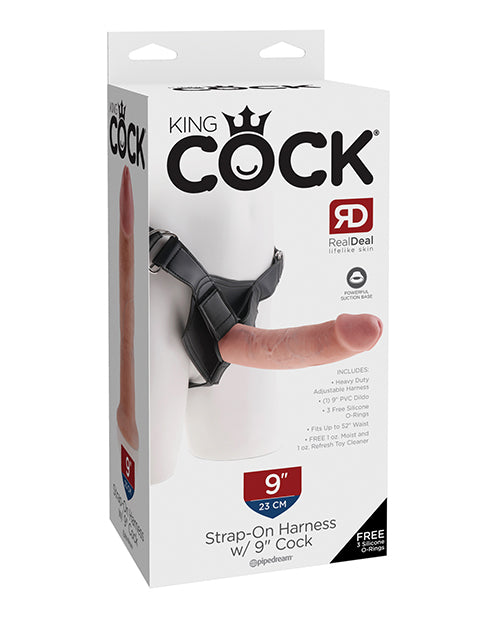 King Cock Strap On Harness w/9" Cock - Flesh