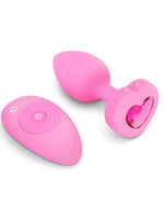 b-Vibe Remote-Controlled Anal Plug with Heart-Shaped Jewel Base S/M