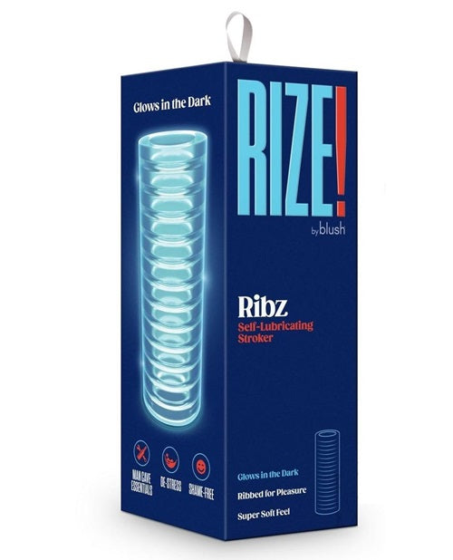 Rize Ribz Self Lubricating Stroker Dual End Masturbator - Clear
