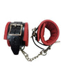 Rouge Padded Leather Adjustable Wrist Cuffs - Black and Red