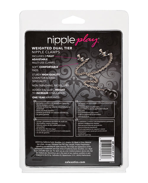 Nipple Play Weighted Dual Tier Nipple Clamps - Silver
