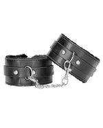 Ouch! Plush Bonded Leather Ankle Cuffs - Black