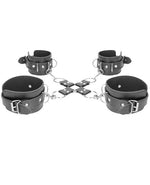 Ouch! Bonded Leather Hogtie with Hand and Ankle Cuffs - Black