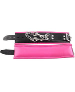 Rouge Padded Leather Adjustable Wrist Cuffs - Black and Pink