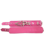 Rouge Plain Leather Adjustable Wrist Cuffs - Pink