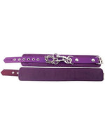 Rouge Plain Leather Adjustable Wrist Cuffs - Purple