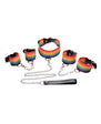 Master Series Kinky Pride Rainbow Bondage Set - Wrist & Ankle Cuffs & Collar w/Leash