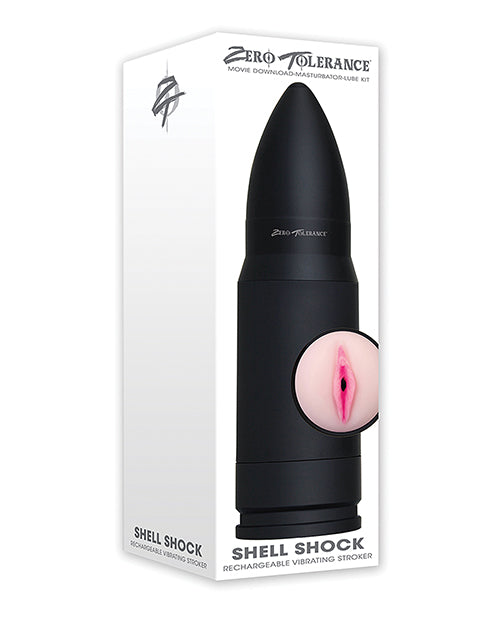 Zero Tolerance Shell Shock Rechargeable Vibrating Stroker - Black/Flesh