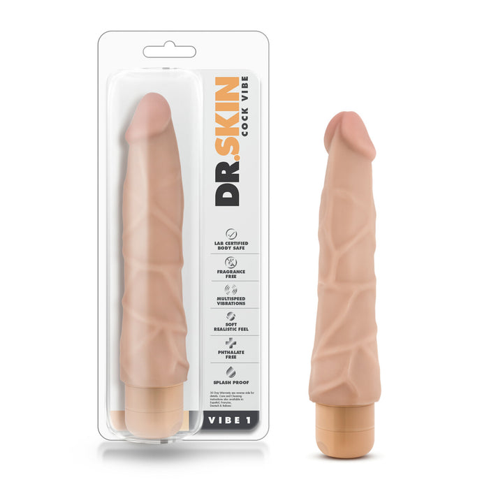 Dr. Skin - 9 inch Vibrating Cock - Beige
