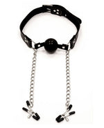 Fetish Fantasy Extreme Deluxe Ball Gag & Nipple Clamps - Black